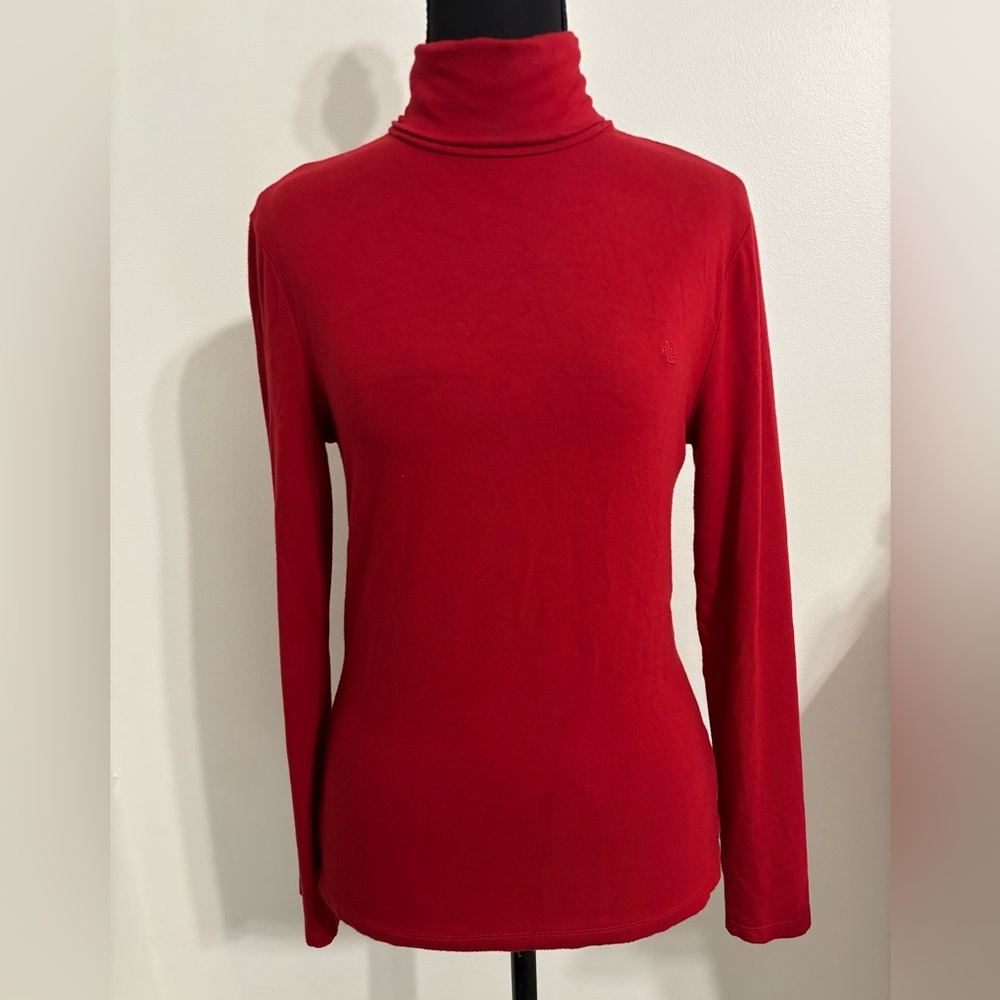 Lauren Ralph Lauren Size Small Red Long sleeve Turtleneck top. Layering basic